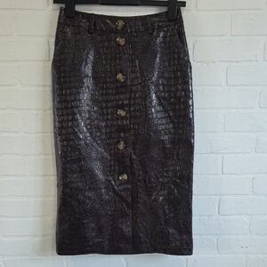 Rachel Comey Dark Brown Croc-Embossed Skirt